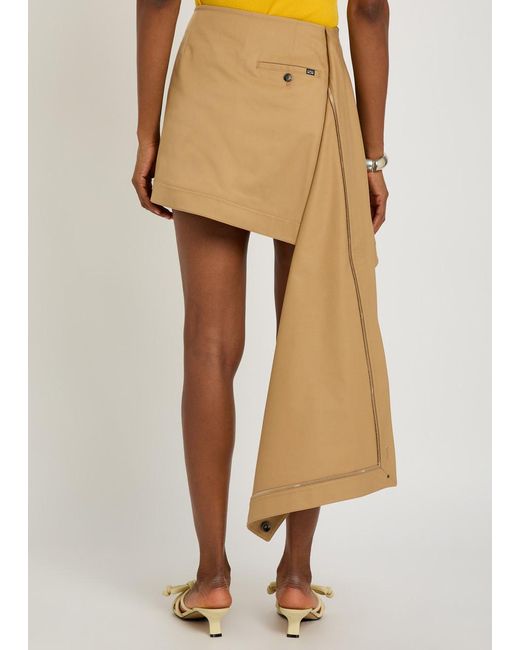 Loewe Natural Asymmetric Cotton And Silk-Blend Mini Skirt