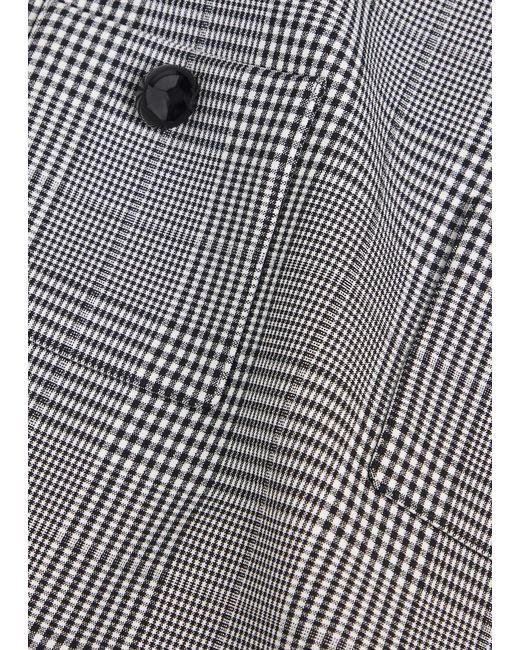 Self-Portrait Gray Prince Of Wales Checked Woven Top