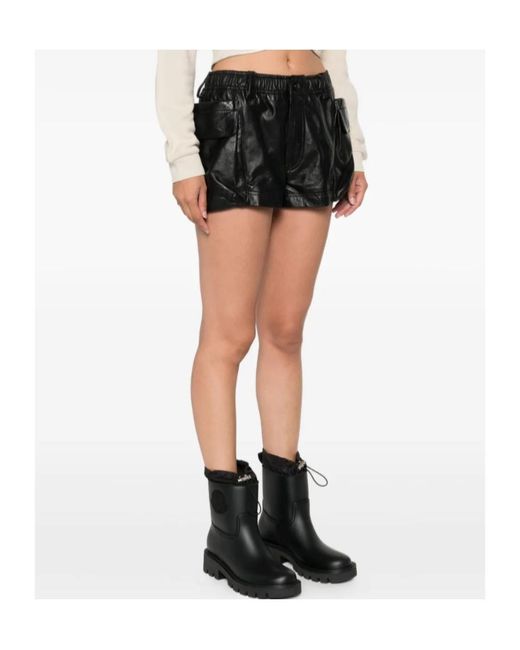 R13 Black Leather Cargo Shorts