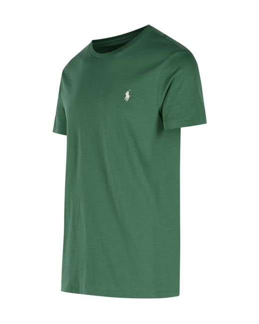 Polo Ralph Lauren Green Logo Embroidered Crewneck T-Shirt for men