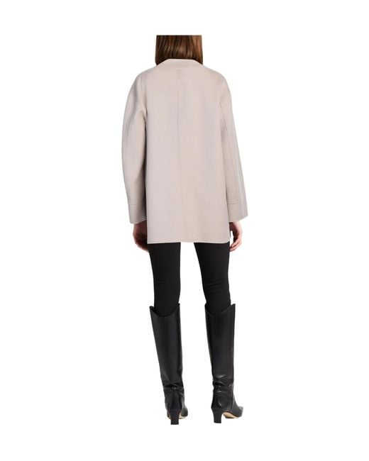 Max Mara Natural Wool Long-Sleeve V-Neck Coat