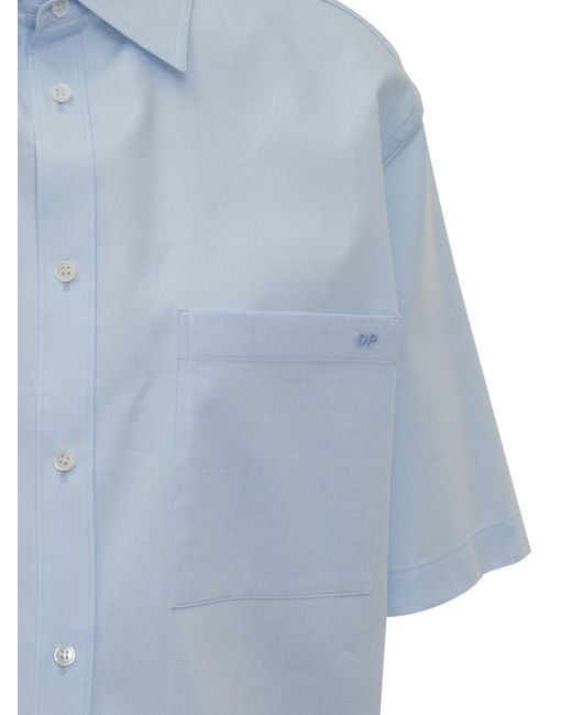 DARKPARK Blue Straight-Point Collar Cotton Shirt