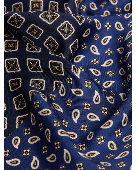 Max Mara Blue Mxacarre Printed Oversized Scarf