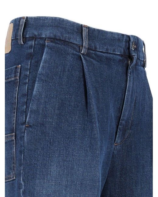 Barena Blue Mazenga Pleated Denim Pants for men