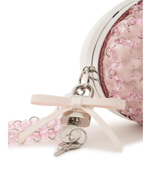 Self-Portrait Pink Oval Crystal-Embellished Satin Clutch