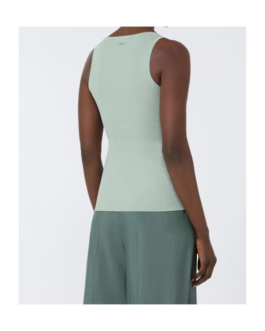 Max Mara Green Ghiro Ribbed Knit Tank Top