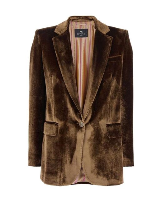 Etro Brown Single-Breasted Blazer