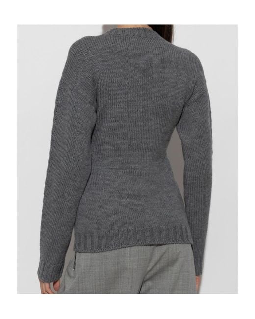 Jil Sander Gray V-Neck Knitted Jumper