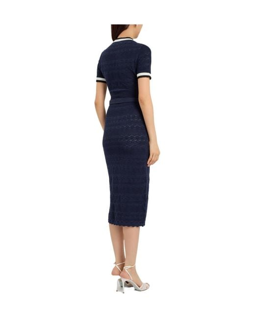 Self-Portrait Blue Pointelle-Knit Midi Dress