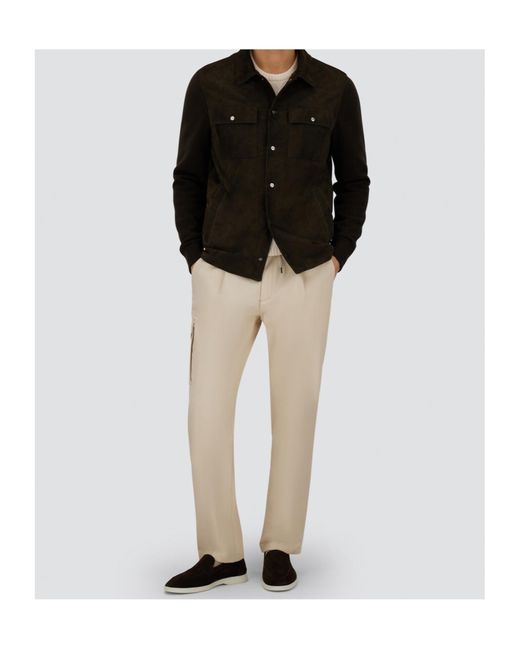 Herno Black Suede Panelled Shirt Jacket for men