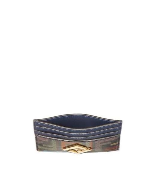 Fendi Blue Ff Diamonds Card Case