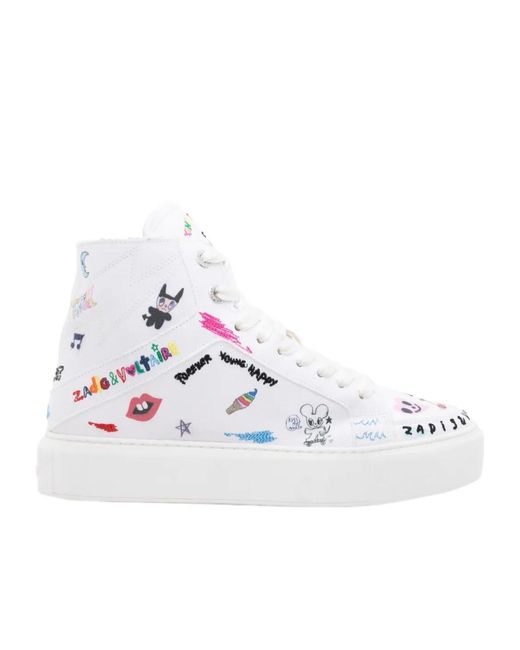 Zadig & Voltaire White High Flash Flatform Sneakers