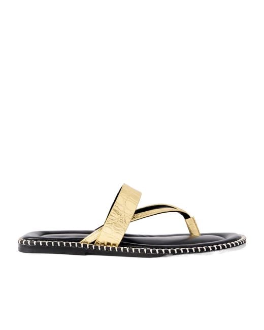 Dries Van Noten Metallic Triple-Strap Flip-Flops