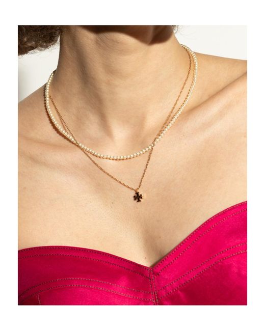 Tory Burch White Kira Layered Necklace