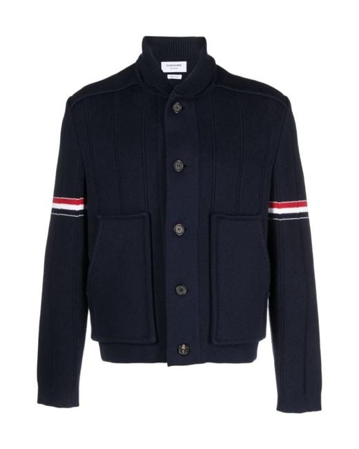 Thom Browne Blue Rwb Striped Shirt Jacket for men