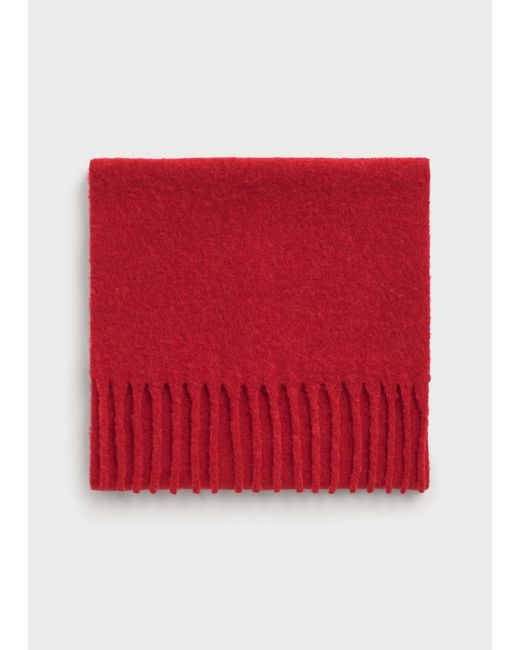 Totême  Red Fuzzy Fringed Scarf