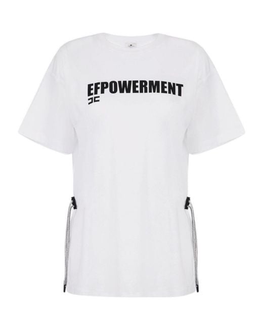 Elisabetta Franchi White Drawstring-Detail T-Shirt