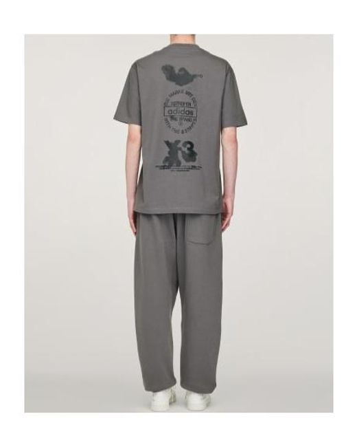Y-3 Gray Graphic Printed Short Sleeved T-Shirt for men