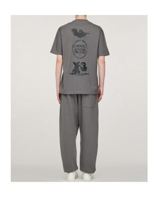 Y-3 Gray Graphic Printed Short Sleeved T-Shirt for men