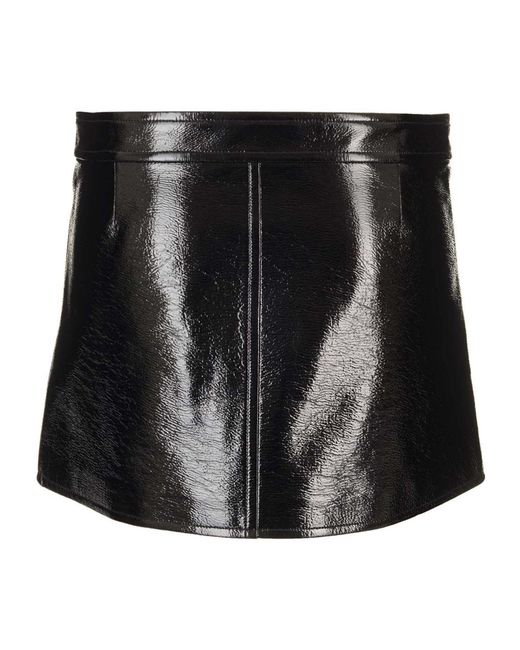Courreges Black Courrèges Buckle Zipped Vinyl Mini Skirt