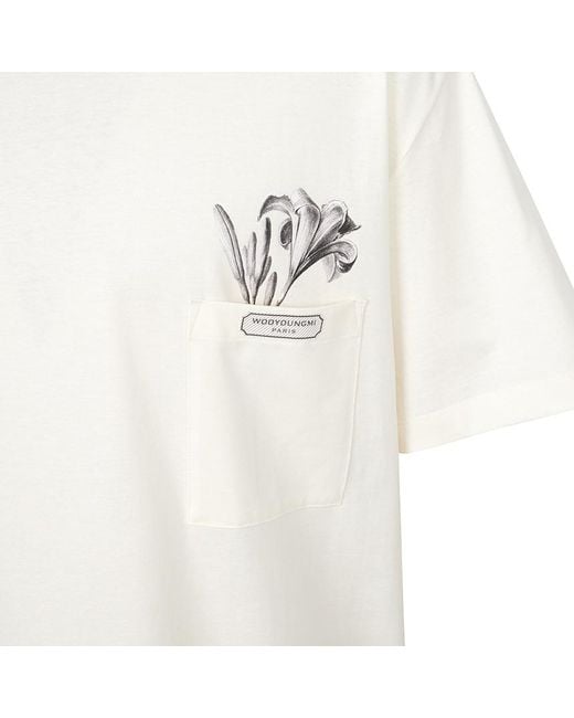 Wooyoungmi White Logo Crew Neck T-Shirt for men