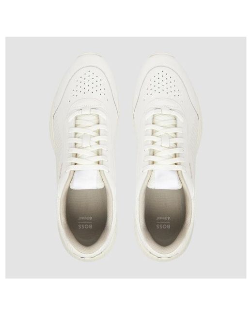 Boss White Boss Perforated Lace-Up Sneakers for men
