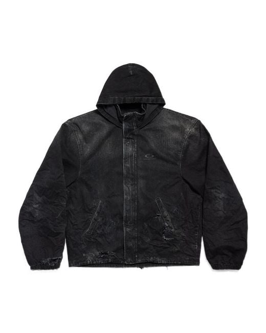 Balenciaga Black Hooded Workwear Jacket for men