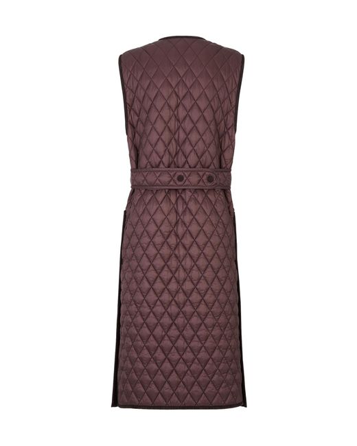 Fendi Brown Belted Waist Quilted Long Padded Vest