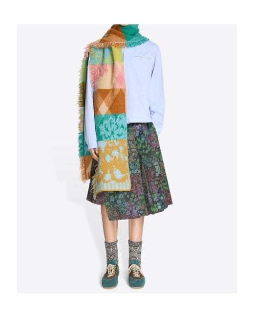 Dries Van Noten White Long Wool Scarf for men