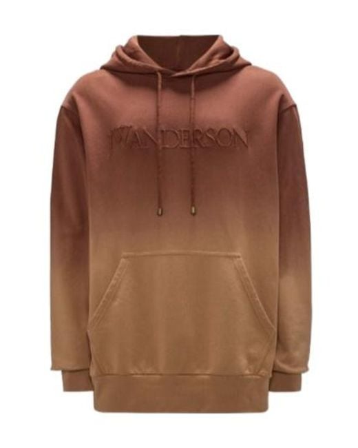 J.W. Anderson Brown Jw Anderson Logo Embroidered Drawstring Hoodie for men