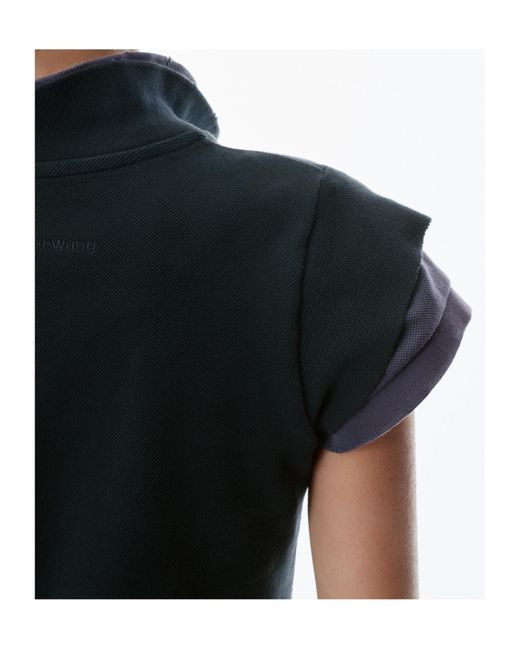 T By Alexander Wang Blue Alexander Wang Layered Short-Sleeve Shirt Dress