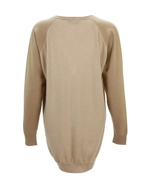 Max Mara Natural V-Neck Long-Sleeved Pullover