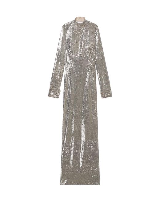 Givenchy Gray Open-Back Sequin Gown