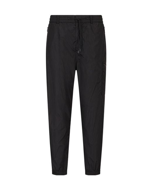 Emporio Armani Black Nylon Utility Jogger Trousers for men