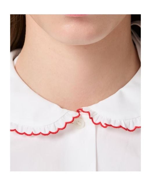 Miu Miu White Embroidered Poplin Shirt