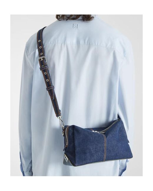 Fendi Blue Lui Medium Denim Shoulder Bag for men