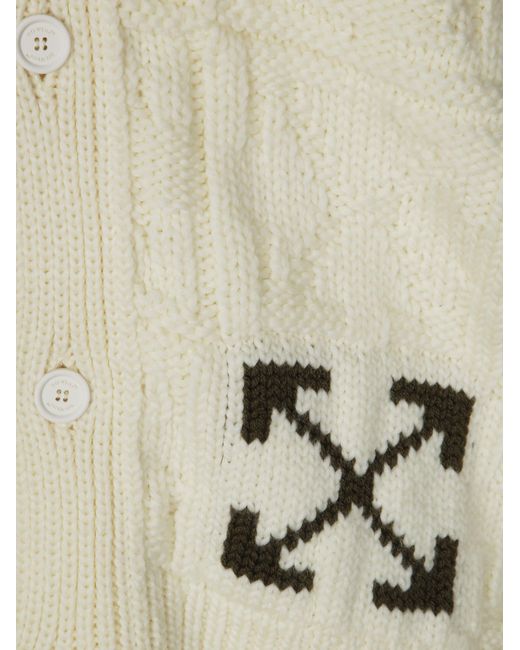 Off-White c/o Virgil Abloh Natural V-Neck Knitted Cardigan for men
