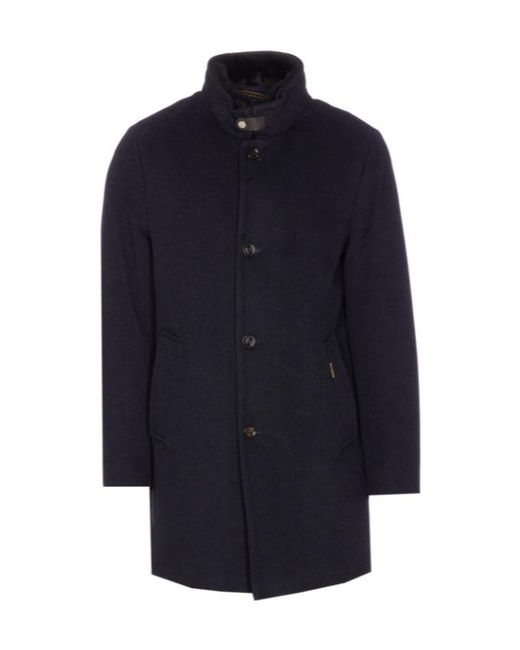 Moorer Blue Bond-Fur-Cs Single-Breasted Padded Coat for men