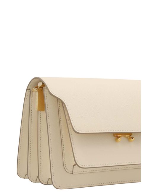 Marni Natural Trunk Foldover Top Medium Shoulder Bag