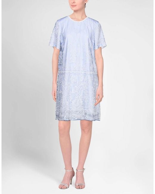 Burberry Blue Mini Dress Polyester, Polyamide, Cotton