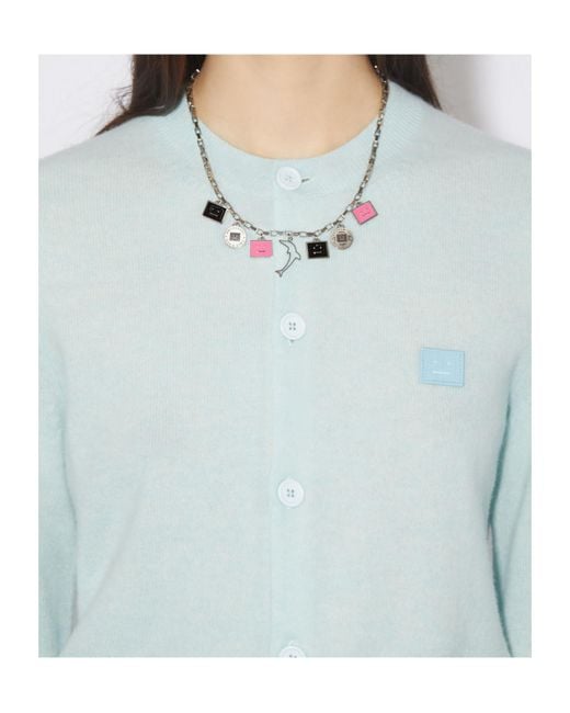 Acne White Face-Plaque Cable-Link Necklace for men