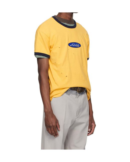 ANDERSSON BELL Yellow Logo Patch Crew Neck T-Shirt for men