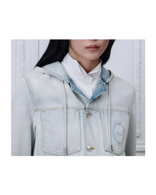 Dior White Medaillon Embroidered Hooded Jacket
