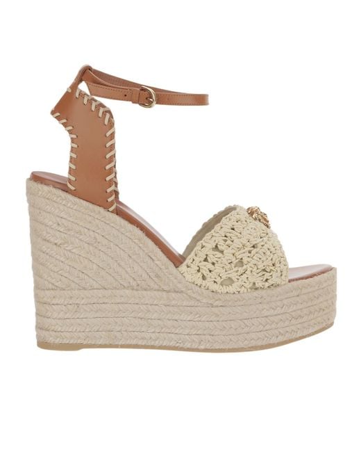 Versace Natural La Medusa Wedge Sandals