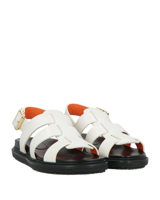 Marni White Solid Color Leather Sandals