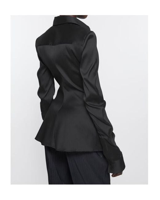 Acne Black Asymmetrical Button-Down Shirt