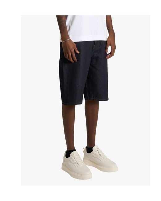 AMISH Blue Tommy Raw Bermuda Shorts for men