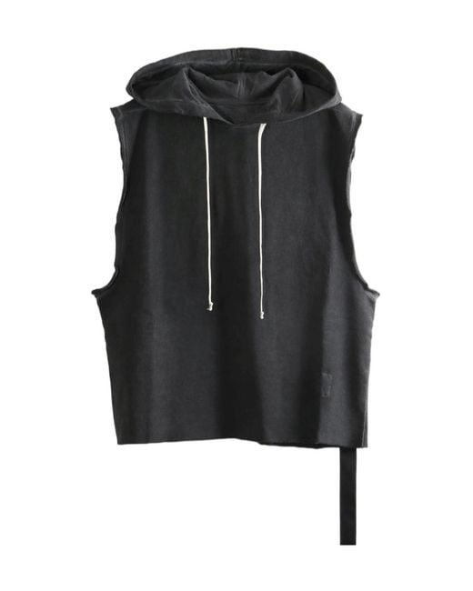 Rick Owens Black Sleeveless Sweatshirt for men