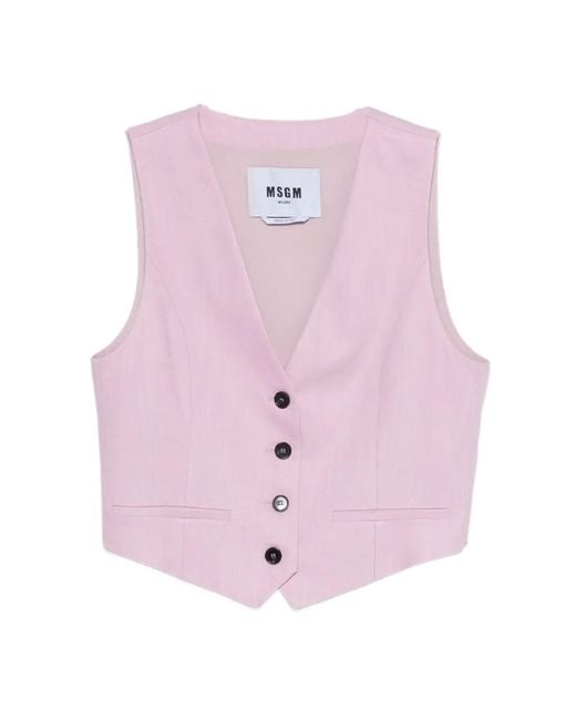 MSGM Pink V-Neck Sleeveless Gilet