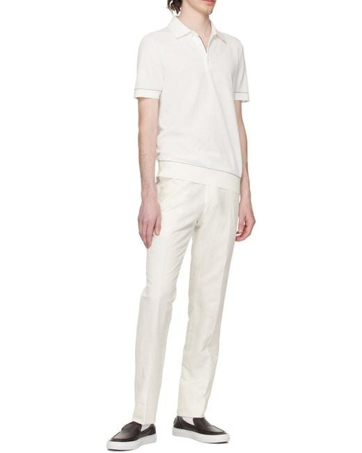Brioni White Short-Sleeved Polo Shirt for men